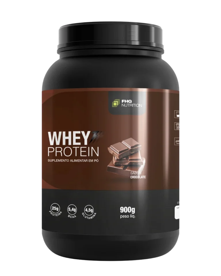 Whey Protein Concentrado sabor Chocolate Belga 900g da FHG Nutrition